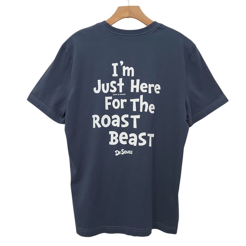 Life Is Good Crusher T-Shirt Mens Blue Short Sleeve Cotton Graphic Print Casual